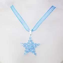 Pendant 45cm - Delphinus-Blue Organza - Pendant 45cm - Laiton argenté